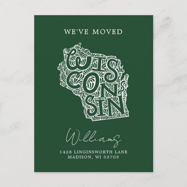 WISCONSIN | Förändring av Adress Vykort (Framsida)