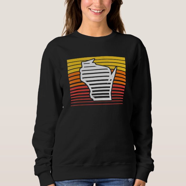 Wisconsin Form Retrowave Nostalgisk Gradient T Shirt (Framsida)