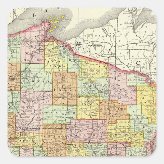 Wisconsin Fyrkantigt Klistermärke (Framsida)
