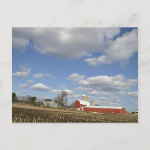 Wisconsin gård på solig dag vykort