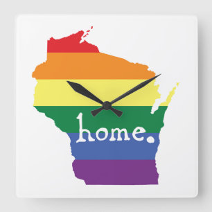 Wisconsin Gay pride  Karta i hemmet Fyrkantig Klocka