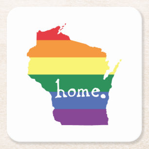 Wisconsin Gay pride Karta i hemmet Underlägg Papper Kvadrat