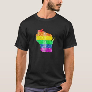 Wisconsin Gay State Pride Rainbow Flagga Karta Gay T Shirt