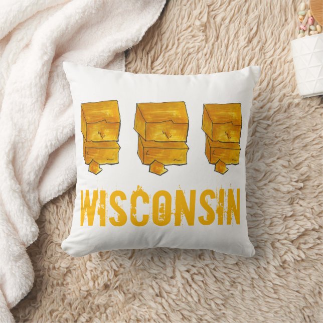 Wisconsin Gult Cheddar Cheese Madison WI Foodie Kudde (Filt)