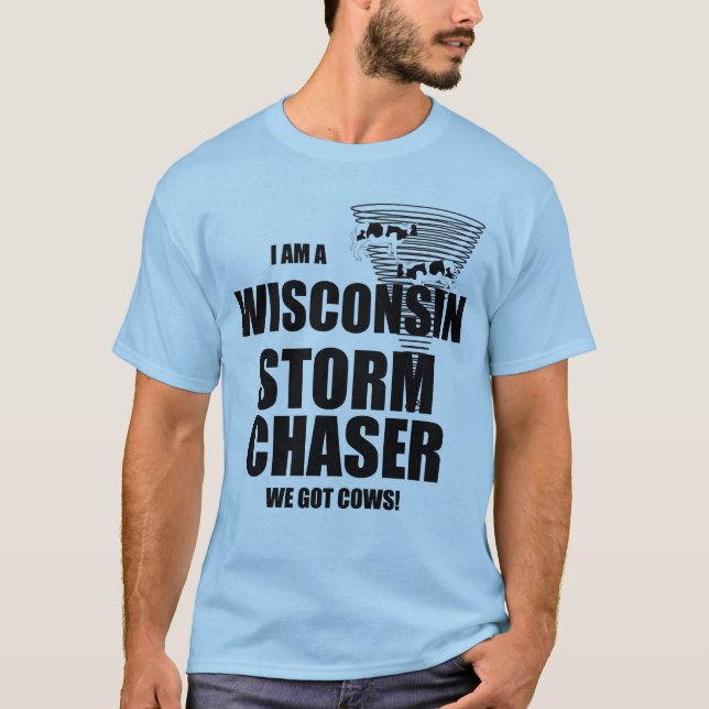 Wisconsin Har Cows Tornado Storm Chaser T-shirt (Framsida)