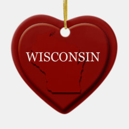 Wisconsin Heart Karta jul Ornament