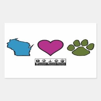 Wisconsin Hearts Animals Rektangulärt Klistermärke