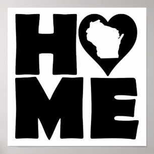 Wisconsin Hem Heart State Affisch Skylt