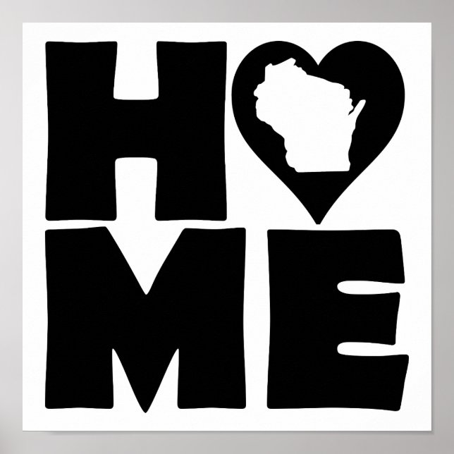 Wisconsin Hem Heart State Affisch Skylt (Framsidan)