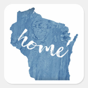 Wisconsin Hem Trästruktur Fyrkantigt Klistermärke