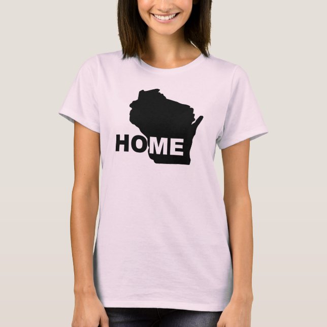Wisconsin Hemmet Borta Från Stat T-Shirt Tees (Framsida)