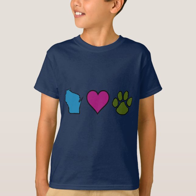 Wisconsin hjärtadjur t shirt (Framsida)