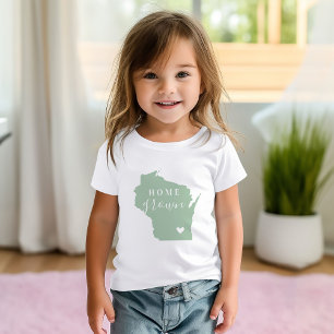 Wisconsin Home Grown Redigerbar Färg-stat Karta T Shirt