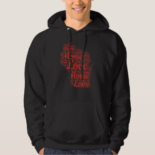 Wisconsin Home State Karta Wi Kärlek Type Red Kart Hoodie
