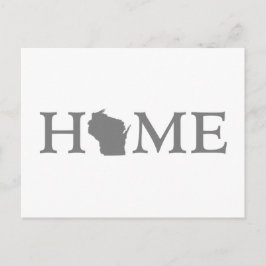 Wisconsin Home State Shaped Brev Grått Ord Art Vykort