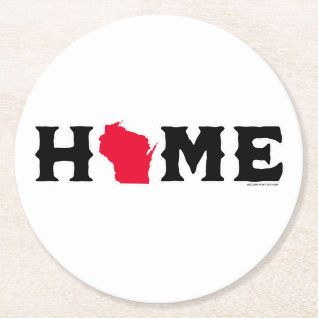 Wisconsin Home Underlägg Papper Rund (Framsidan)