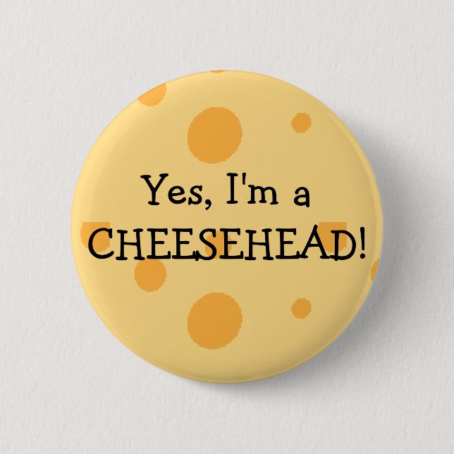 Wisconsin Humor Cheesehead Button Knapp (Framsida)