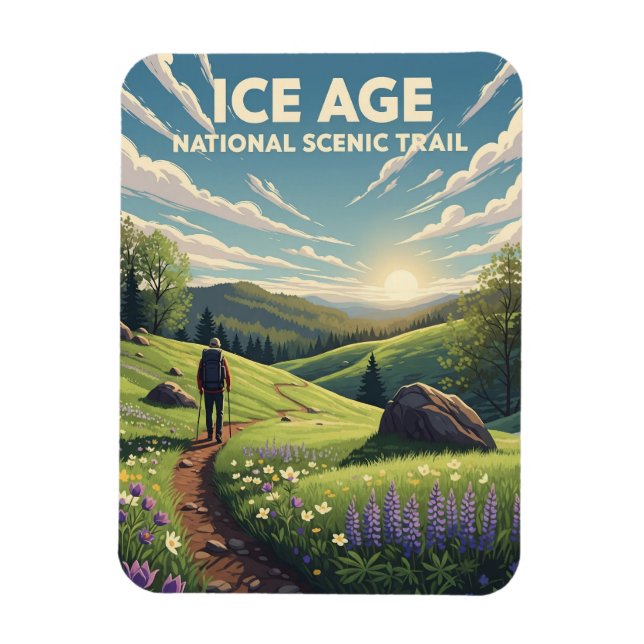 Wisconsin Ice Age National Scenia Trail Travel Magnet (Vertikal)