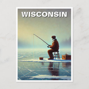 Wisconsin Ice Fishing Vykort