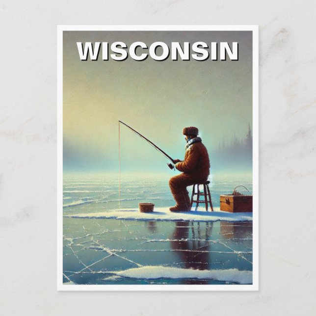 Wisconsin Ice Fishing Vykort (Framsida)