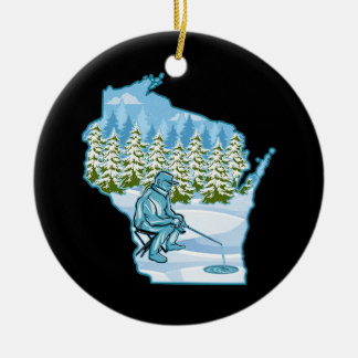 Wisconsin Ice FishState Julgransprydnad Keramik