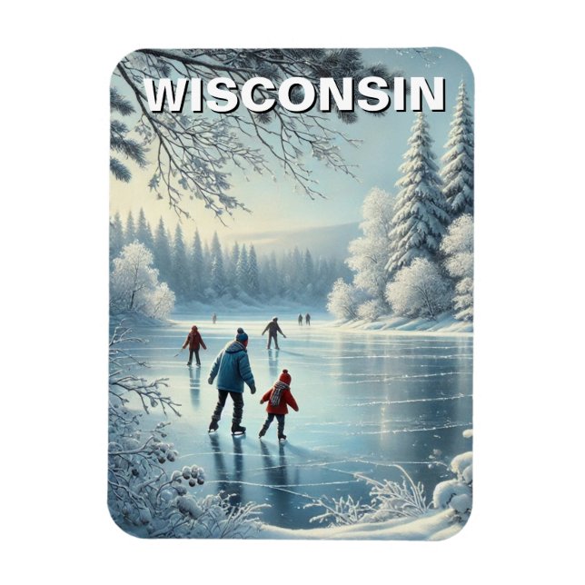 Wisconsin Ice Skating Magnet (Vertikal)