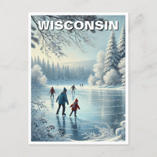 Wisconsin Ice Skating Vykort