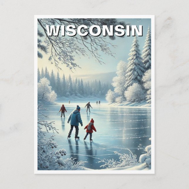 Wisconsin Ice Skating Vykort (Framsida)