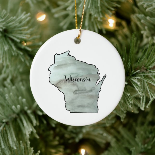 Wisconsin Illustration Painting Ceramic Orname Julgransprydnad Keramik (Träd)