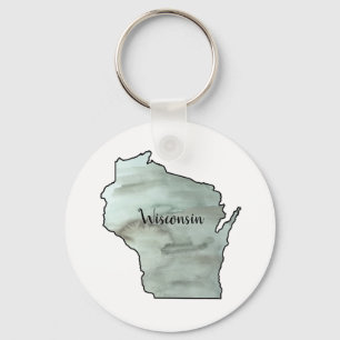 Wisconsin Illustration Painting-kontur Nyckelring