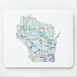 Wisconsin Interstate karta Mousepad Musmatta