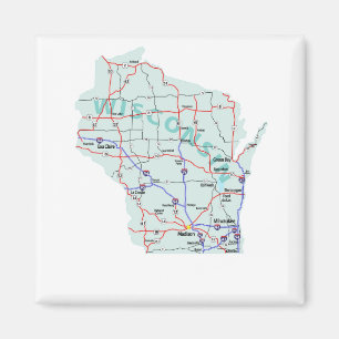 Wisconsin Interstate kartamagnet Magnet