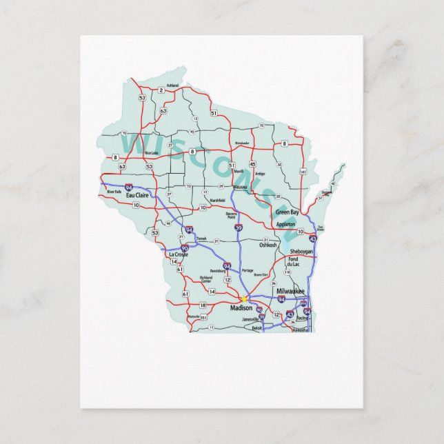 Wisconsin Interstate Kartpostkort Vykort (Framsida)
