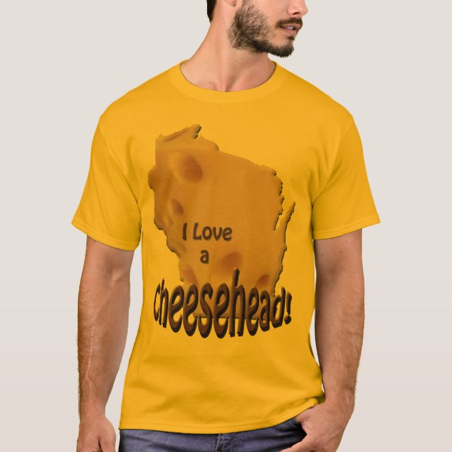 Wisconsin Kärlek a Cheesehead Manar Guld T-shirt (Framsida)