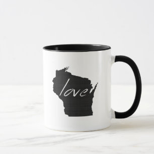 Wisconsin Kärlek State Karta Shaped Black Chalkbo Mugg