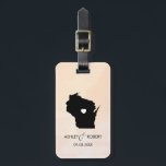 Wisconsin Karta Bröllop Luggage Tag, Anpassningsba Bagagebricka<br><div class="desc">Dessa statliga bagagetaggar gör perfektens bröllop-märkre eller välkomna säckars märkre. Koppla den till din gåva i stället för en typisk papper märkre, och de kan använda den i månader och år till komen. Märkrna har en persikofärgad vattenfärgsbakgrund. Om du vill ha ställe i hjärtat på platsen bröllop användor du alternativet...</div>