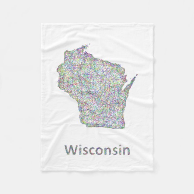 Wisconsin karta fleecefilt (Framsidan)