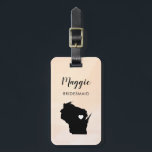 Wisconsin Karta Luggage Tag, Bröllopsfest Välkomme Bagagebricka<br><div class="desc">Dessa statliga bagagetaggar gör att perfektens bröllopsfest ger märkre eller välkomna säckar märkre. Koppla den till dina brudgåvor i stället för till en typisk papper märkre, och de kan använda den i månader och år till komen. Märkrna har en persikofärgad vattenfärgsbakgrund. Om du vill ha ställe i hjärtat på platsen...</div>