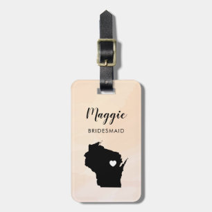 Wisconsin Karta Luggage Tag, Bröllopsfest Välkomme Bagagebricka