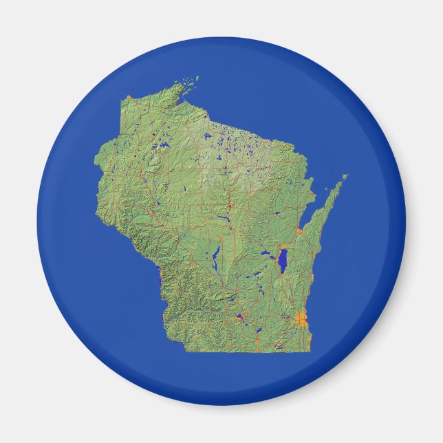 Wisconsin Karta Magnet (Framsidan)