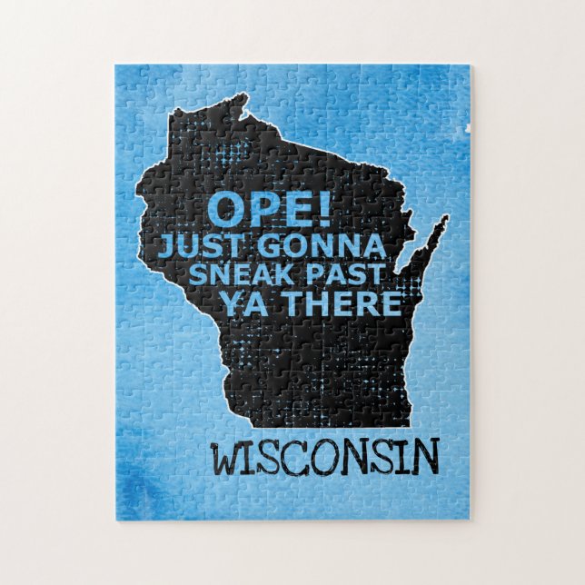 Wisconsin Karta Ope Sneak Past Ya där det stod blå Pussel (Vertikal)