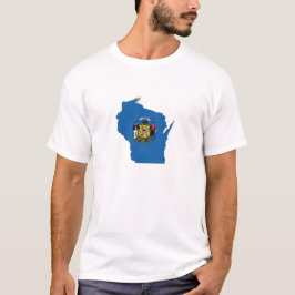 Wisconsin Karta Shaped Statlig flagga Wisconsinite T-shirt