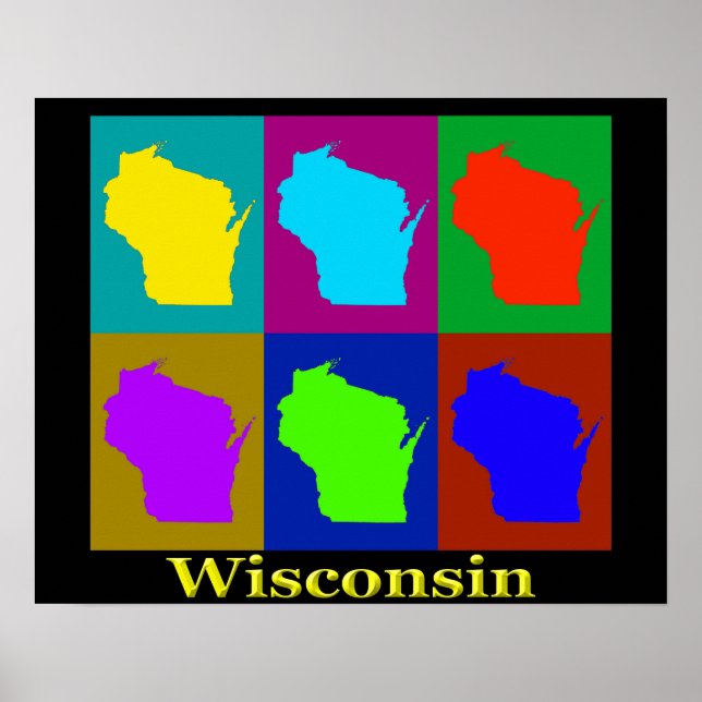 Wisconsin Karta Silhouette Poster (Framsidan)