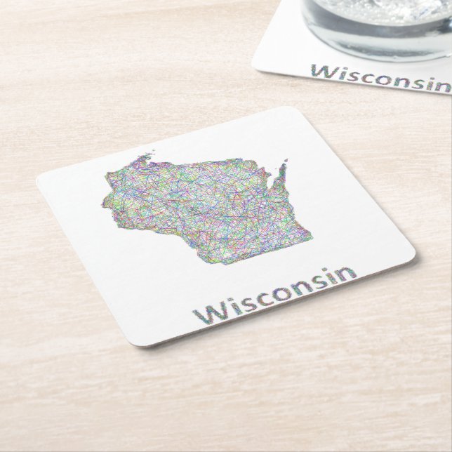 Wisconsin karta underlägg papper kvadrat (Vinklad)