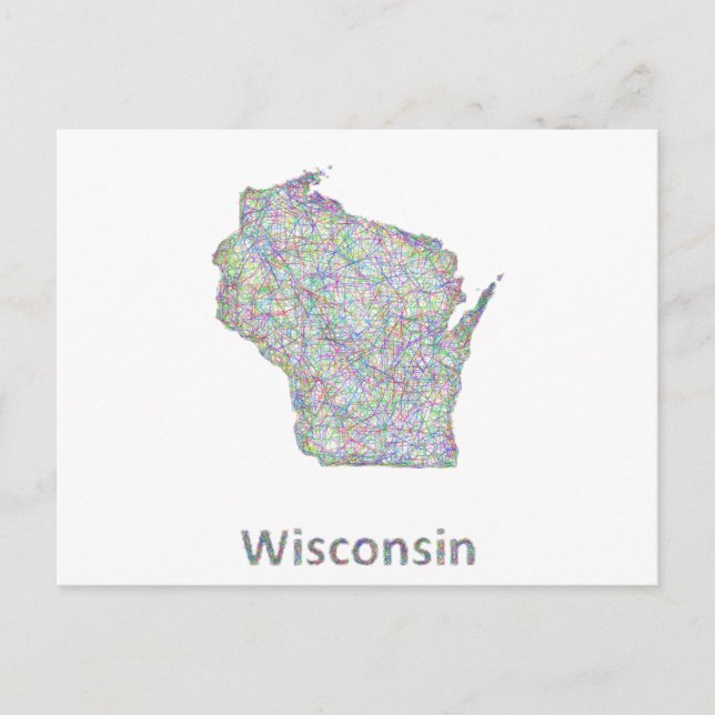 Wisconsin karta vykort (Framsida)