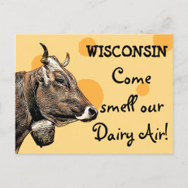 Wisconsin Kom Smell our Dairy Luft Humor vycard Vykort