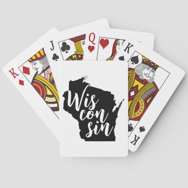 Wisconsin-kort i svartvitt casinokort (Baksidan)