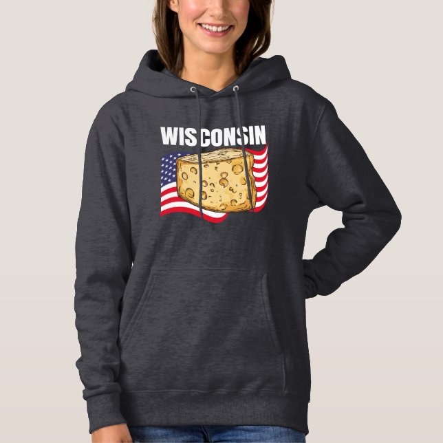 Wisconsin Kvinnors Mörk Tröja med Dragkedja (Framsida)