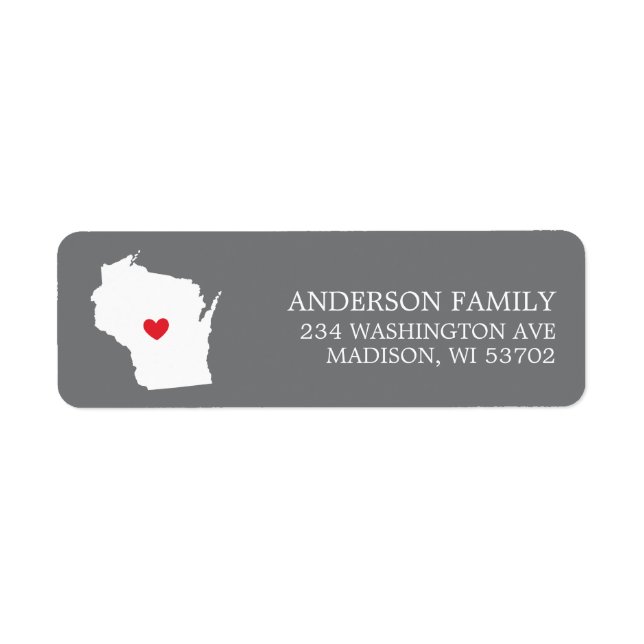 WISCONSIN-LÄGE | Flytta Returadressetikett Returadress Etikett (Framsidan)