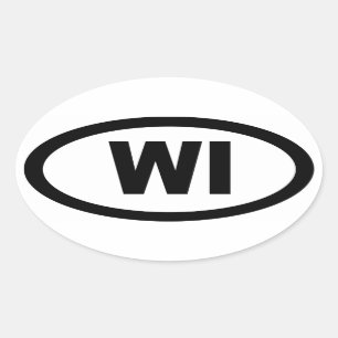Wisconsin - lakan av 4 ovala bilklistermärkear ovalt klistermärke